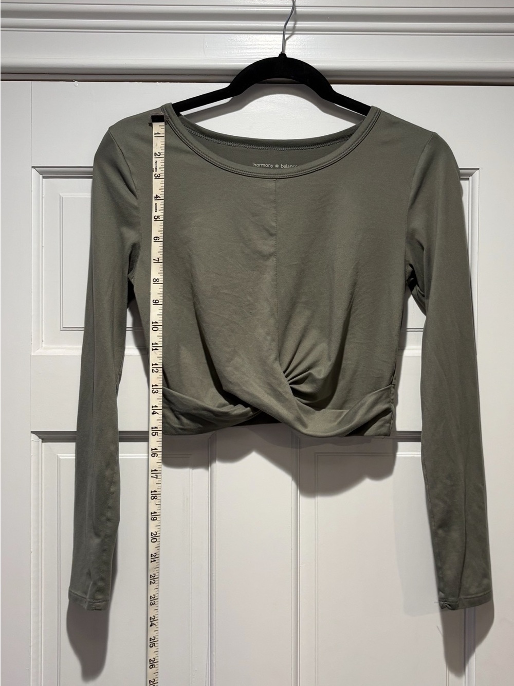 Harmony Balance Small Twist-Front Long Sleeve Crop Top - Olive - Picture 5 of 7